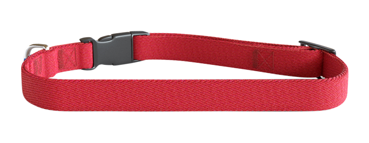 Obroża Dla Psa z Haftem Czerwona haftowana obroża dla psa, długość 30-46 cm, szerokość 1,5 cm, lekki nylon, personalizowana imieniem i danymi psa.