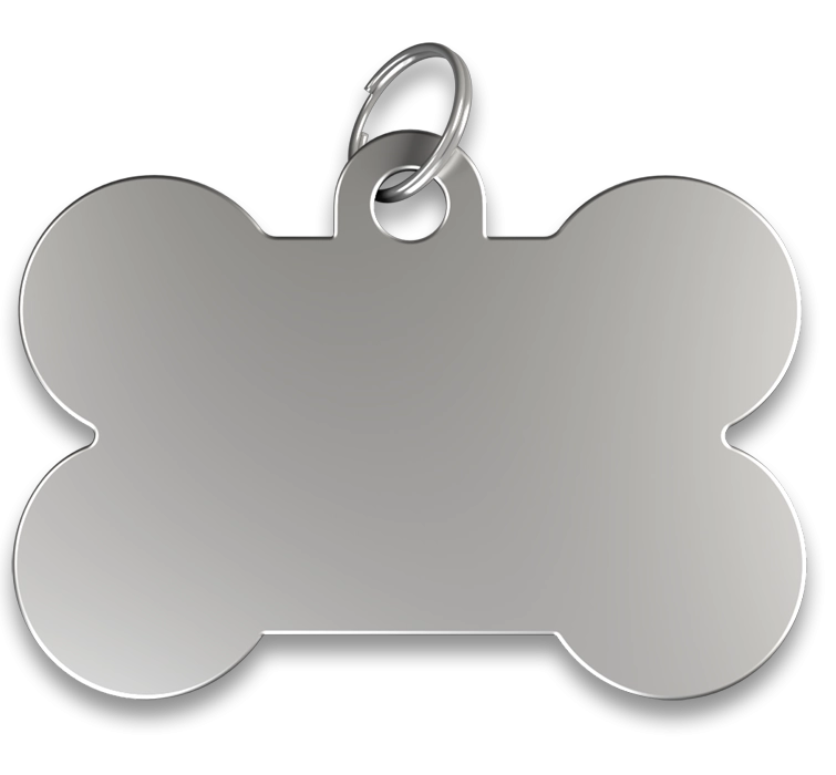Grawerowany Identyfikator dla psa w kształcie Kości Srebrna adresówka dla psa w kształcie kości, z metalowym pierścieniem, personalizowana grawerem imienia psa.