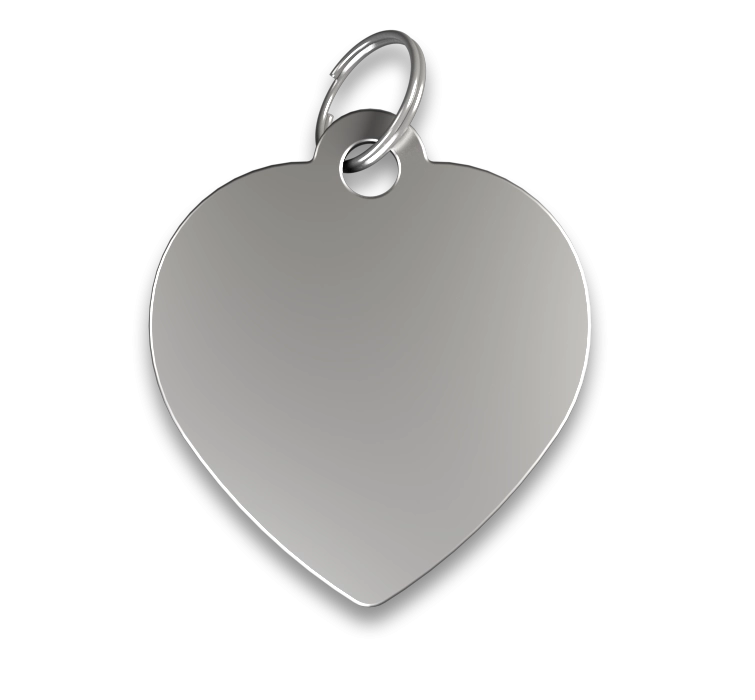 Grawerowany Identyfikator dla psa w kształcie Serce Srebrna adresówka dla psa w kształcie serca, z gładkim wykończeniem i metalowym pierścieniem, personalizowana grawerem.
