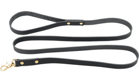 Luksusowa czarna skórzana smycz dla psa, 120 cm, wytrzymała, złoty solidny klips do łatwego przypięcia.